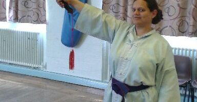 Bettina has achieved her Blue Belt for sword work